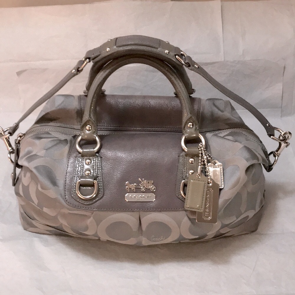 Coach Madison OP ART Sabrina Grey Satchel Handbag 12943 EUC - Picture 12 of 12